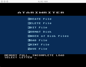 AtariWriter Original Load Failure