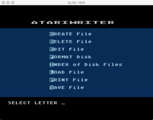 AtariWriter Original Menu