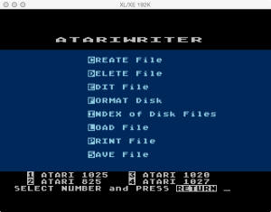 AtariWriter Original Rev C Print Menu
