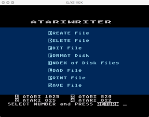 AtariWriter Original Print Menu