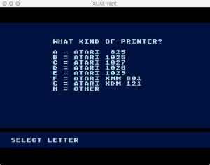 AtariWriter Plus Printer Selection 1