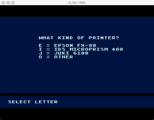 AtariWriter Plus Printer Selection 2