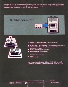 Atari Statistics I Box Back
